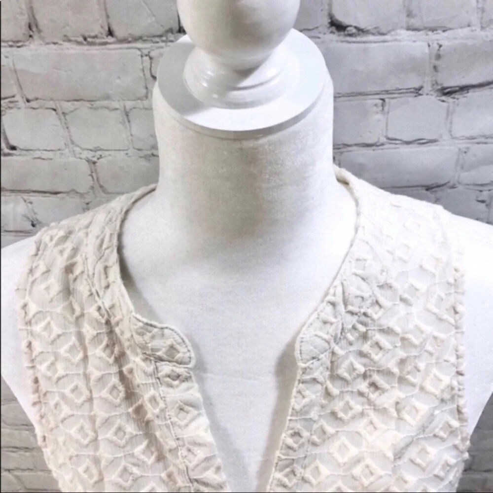 HD in Paris Anthropologie High Low Tunic Top Cream Size Large Diamond Print